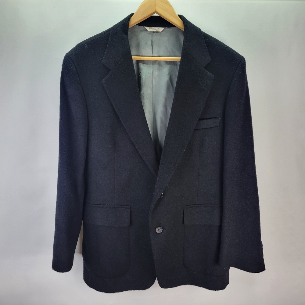 Dobbshire Customized Tailored in USA Black Cashmere Blend 2 Button Blazer 42S